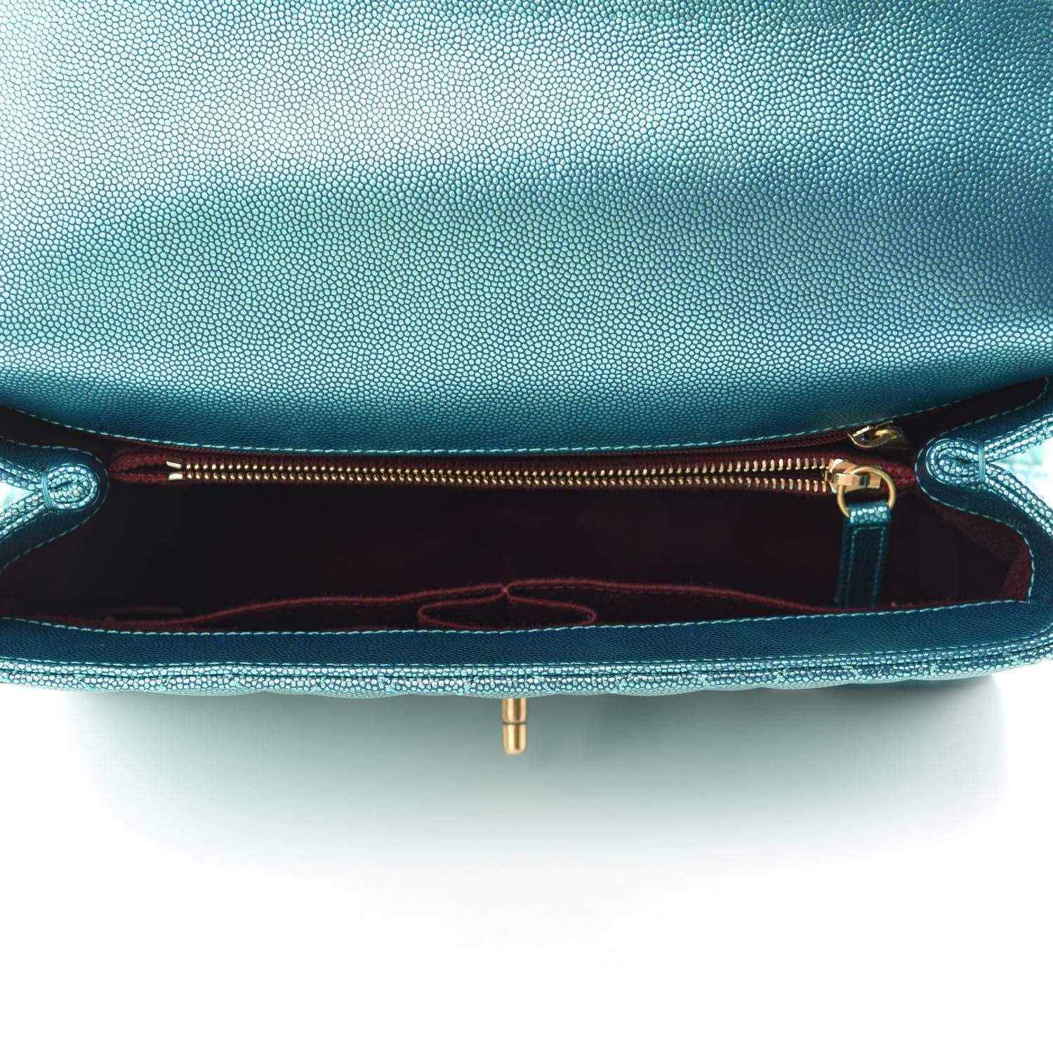 Chanel Metallic Caviar Quilted Small Coco Handle Flap Blue 5 of 11