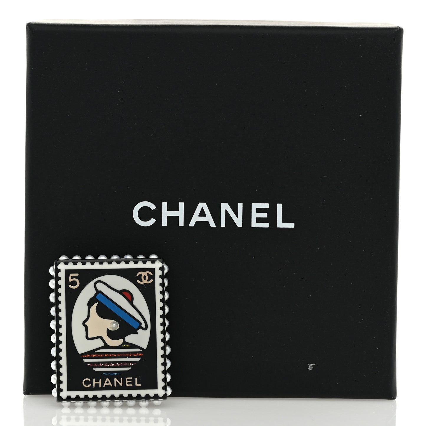 Resin Glitter CC Sailor Brooch Black Multicolor
