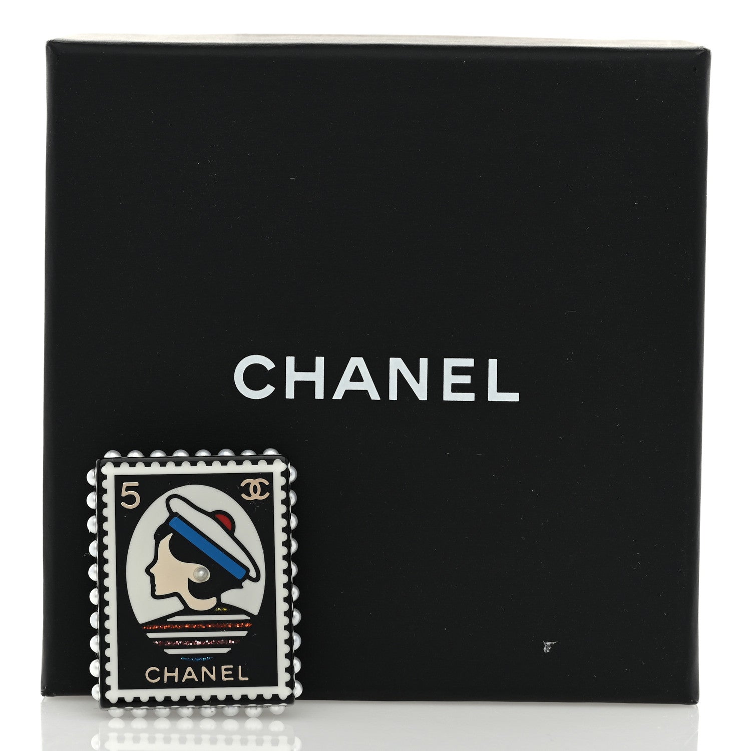 Chanel Resin Glitter CC Sailor Brooch Black Multicolor 4 of 4