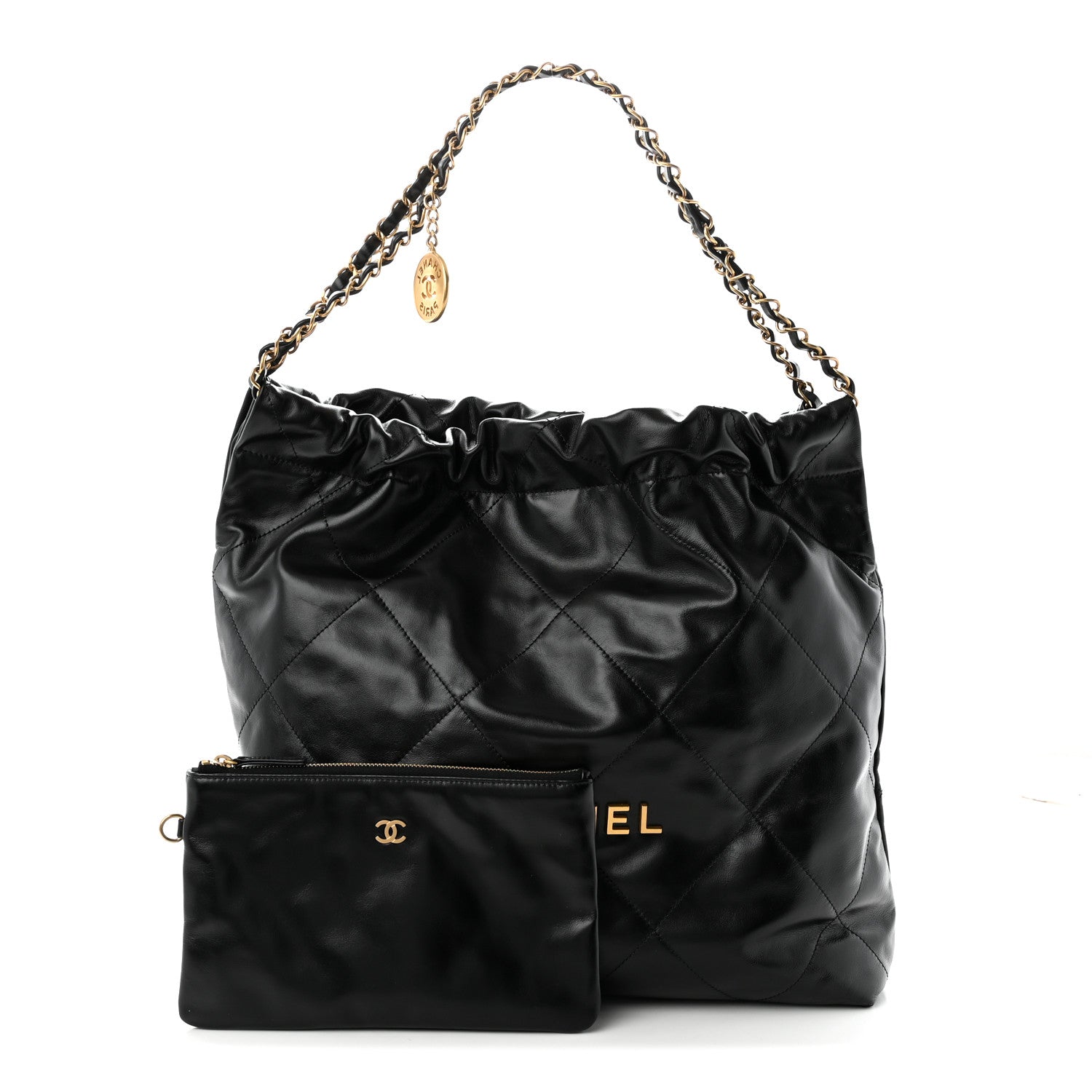 Chanel Shiny Calfskin Quilted Chanel 22 Black 3 of 12