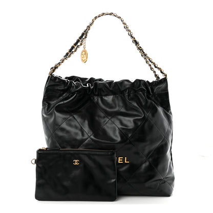 Chanel Shiny Calfskin Quilted Chanel 22 Black 3 of 12