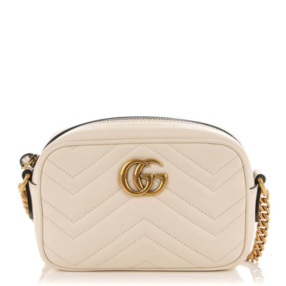 Gucci Calfskin Matelasse Mini GG Marmont Chain Shoulder Bag White 1 of 7