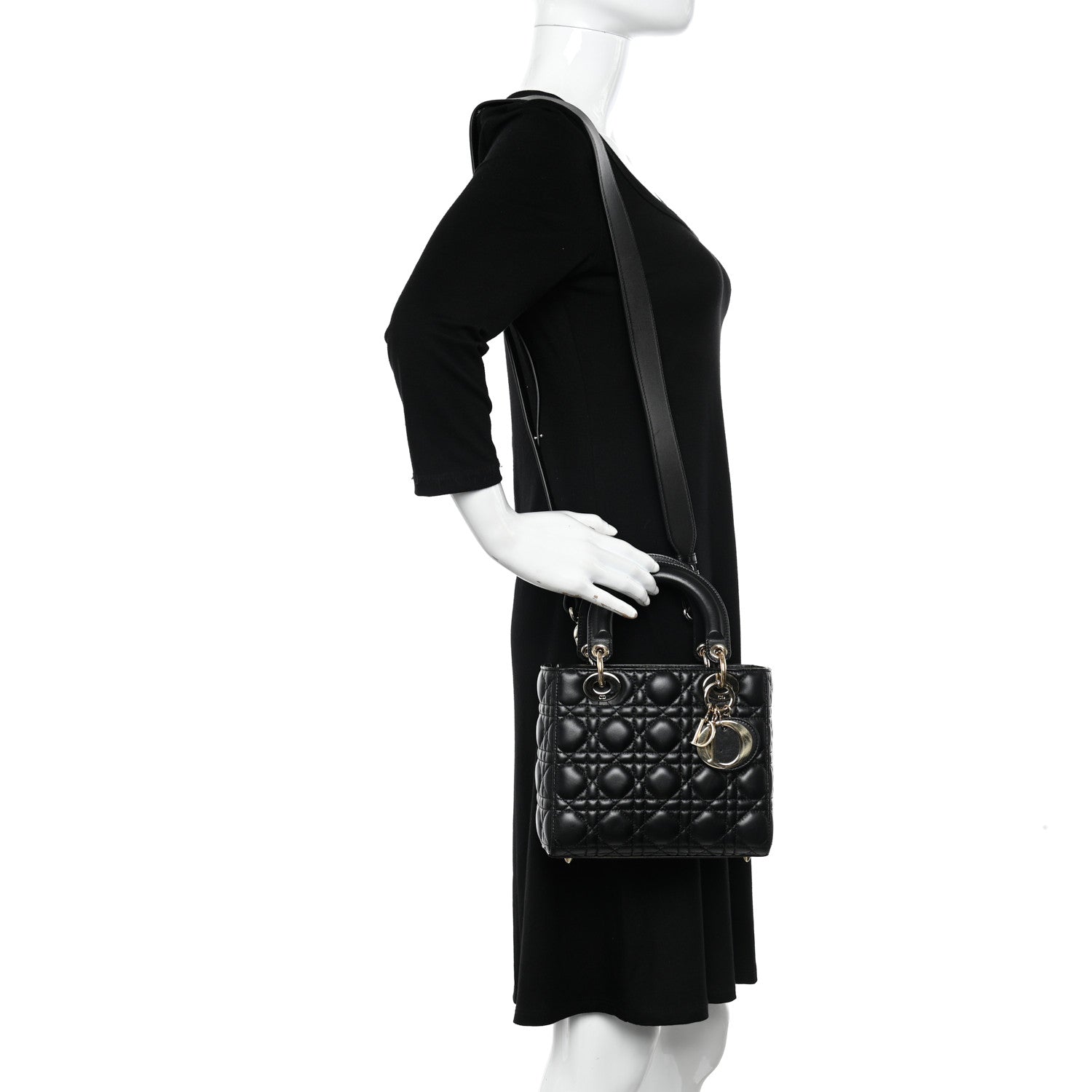 Christian Dior Lambskin Cannage Small My ABCDior Lady Dior Black 2 of 9