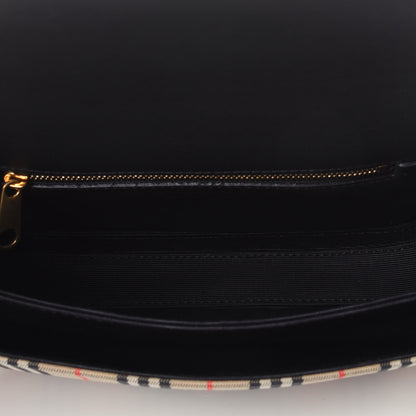 Burberry Smooth Calfskin 1983 Knight Check Link Shoulder Bag Black 5 of 9