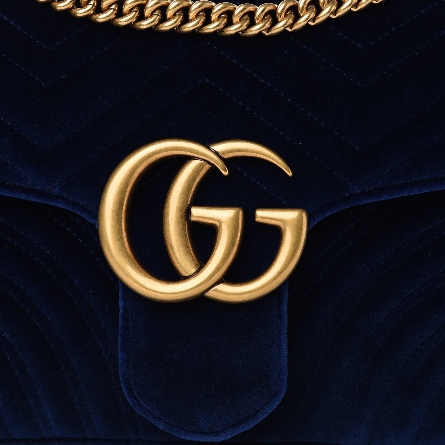 Velvet Matelasse Medium GG Marmont Shoulder Bag Cobalt Blue
