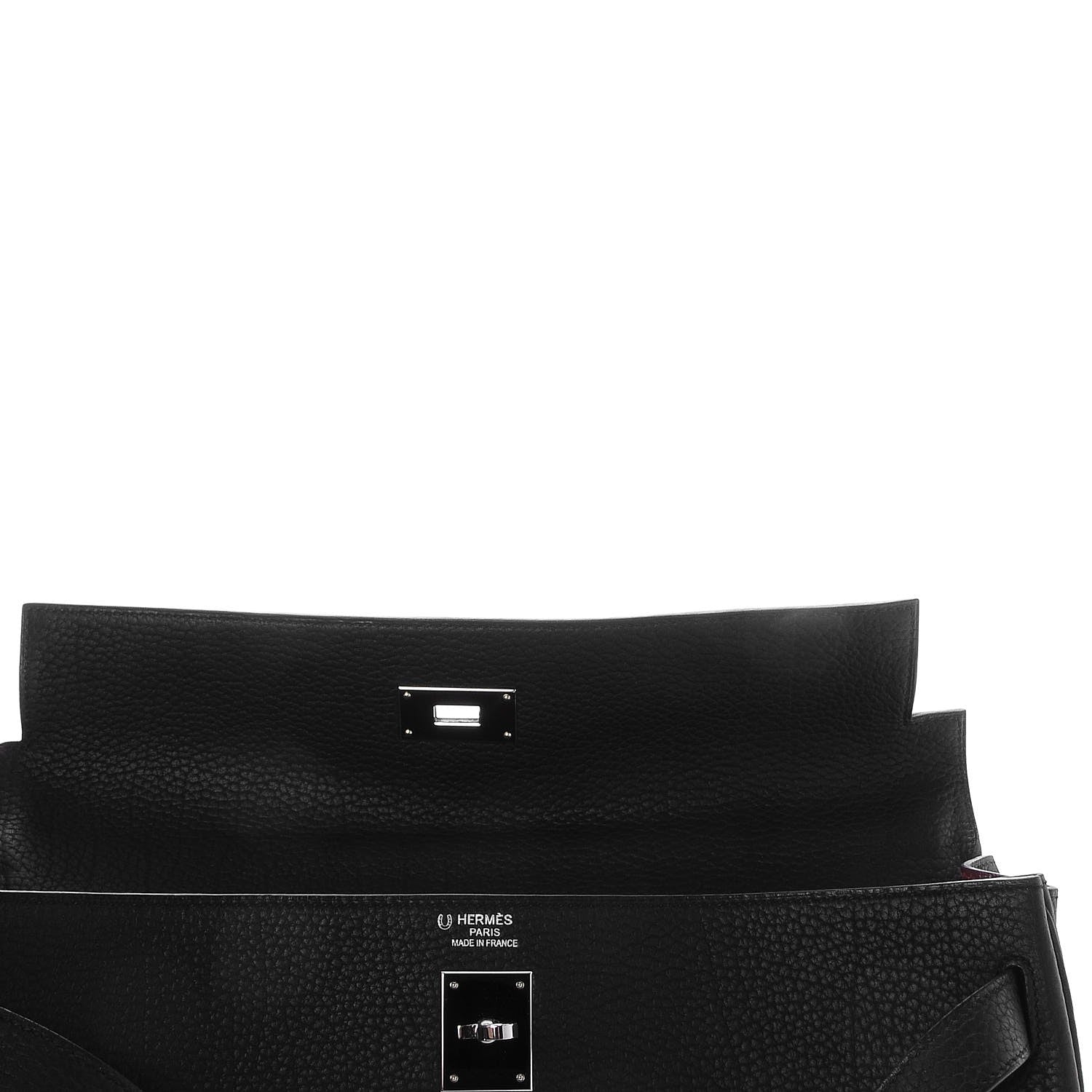 Hermes Fjord Horseshoe Kelly Retourne 40 Black Rouge H 29 of 34