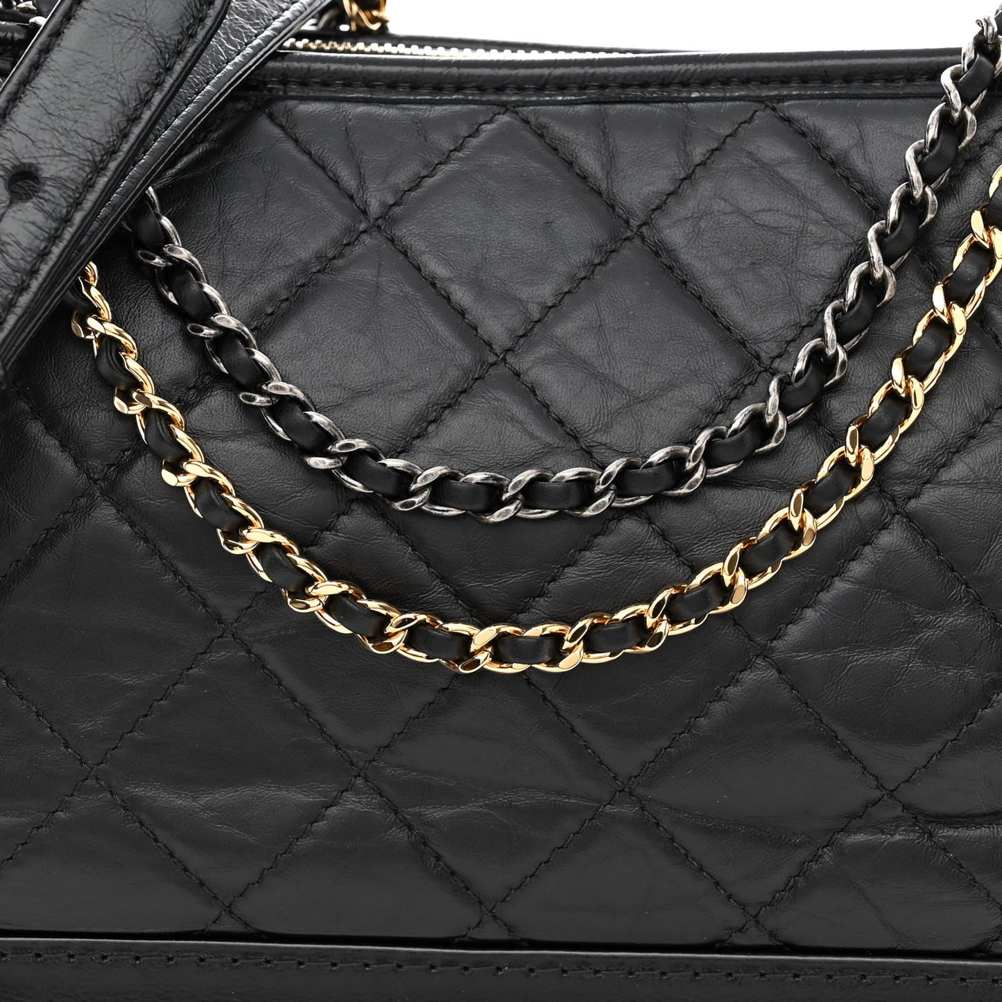 Aged Calfskin Quilted Medium Gabrielle Hobo Black