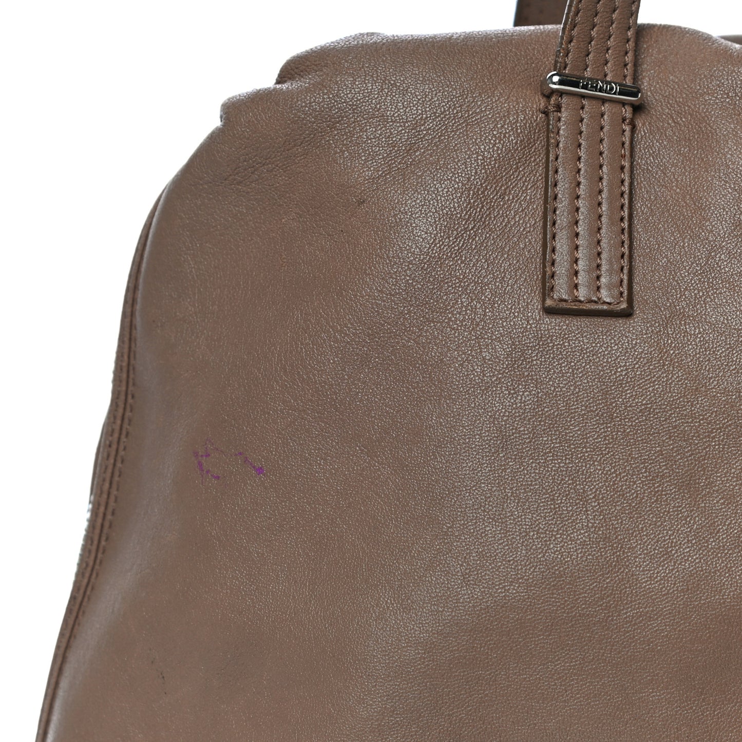 Sheepskin Zipper Satchel Beige