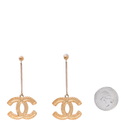 Chanel CC Drop Earrings Matte Gold 2 of 5