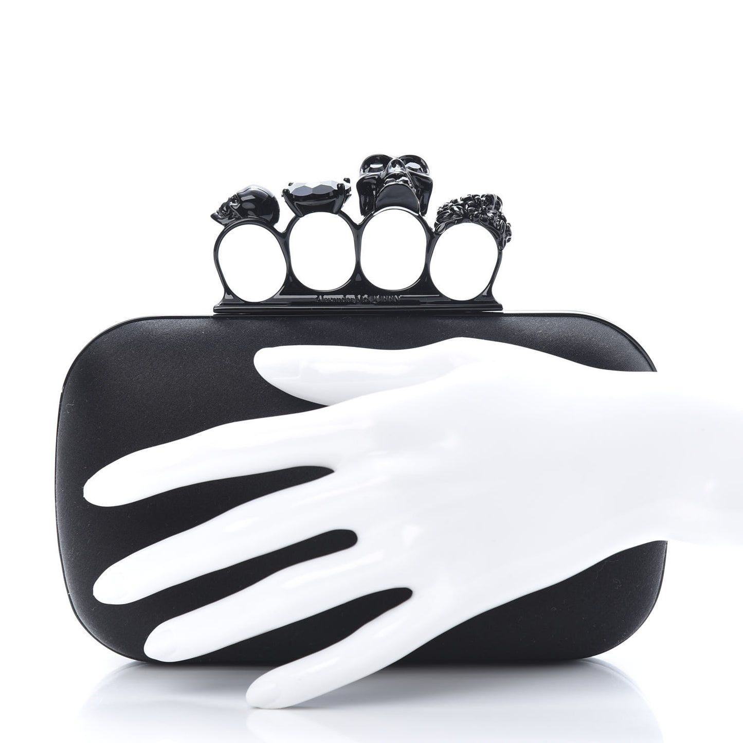 Silk Knucklebox Clutch Black