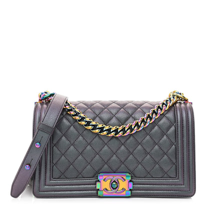 Chanel Iridescent Goatskin Quilted Medium Boy Flap Purple 1 of 11