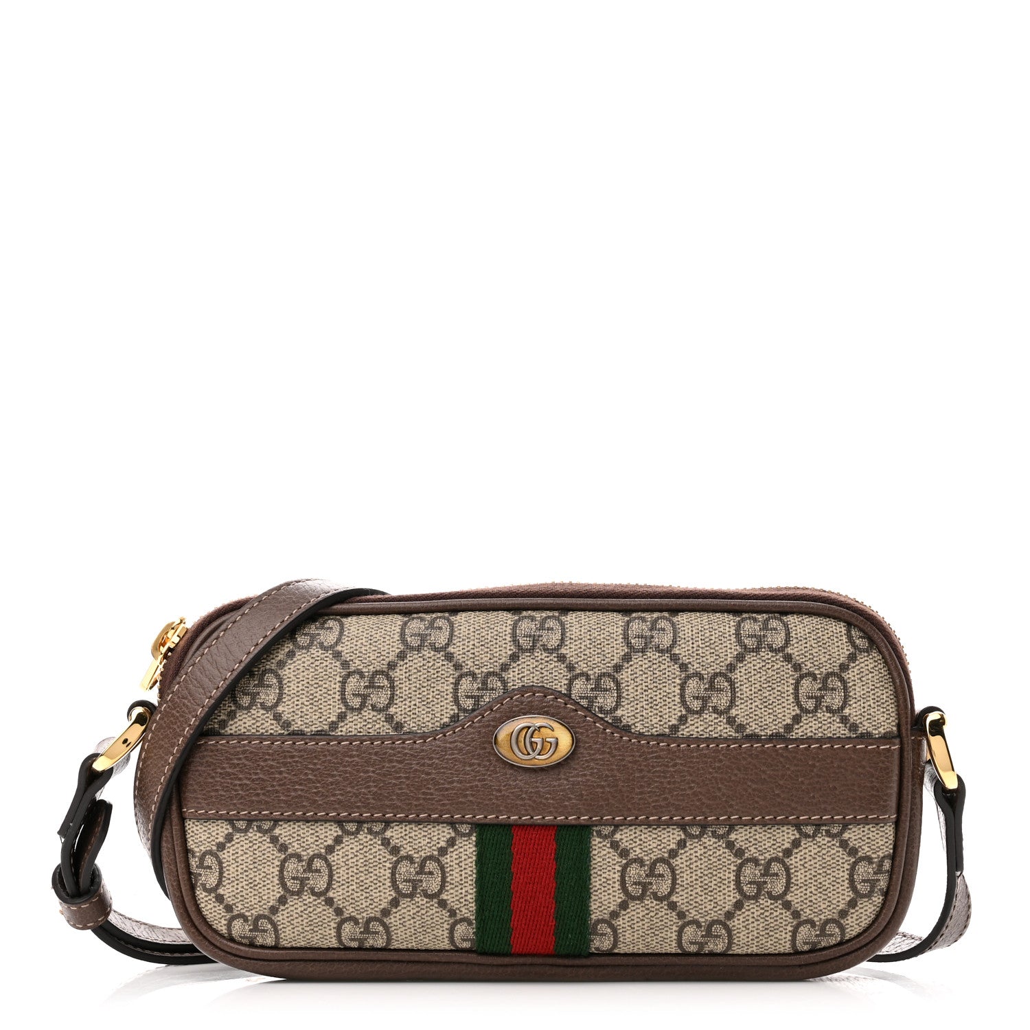 Gucci GG Supreme Monogram Web Mini Ophidia GG Bag Brown 1 of 10