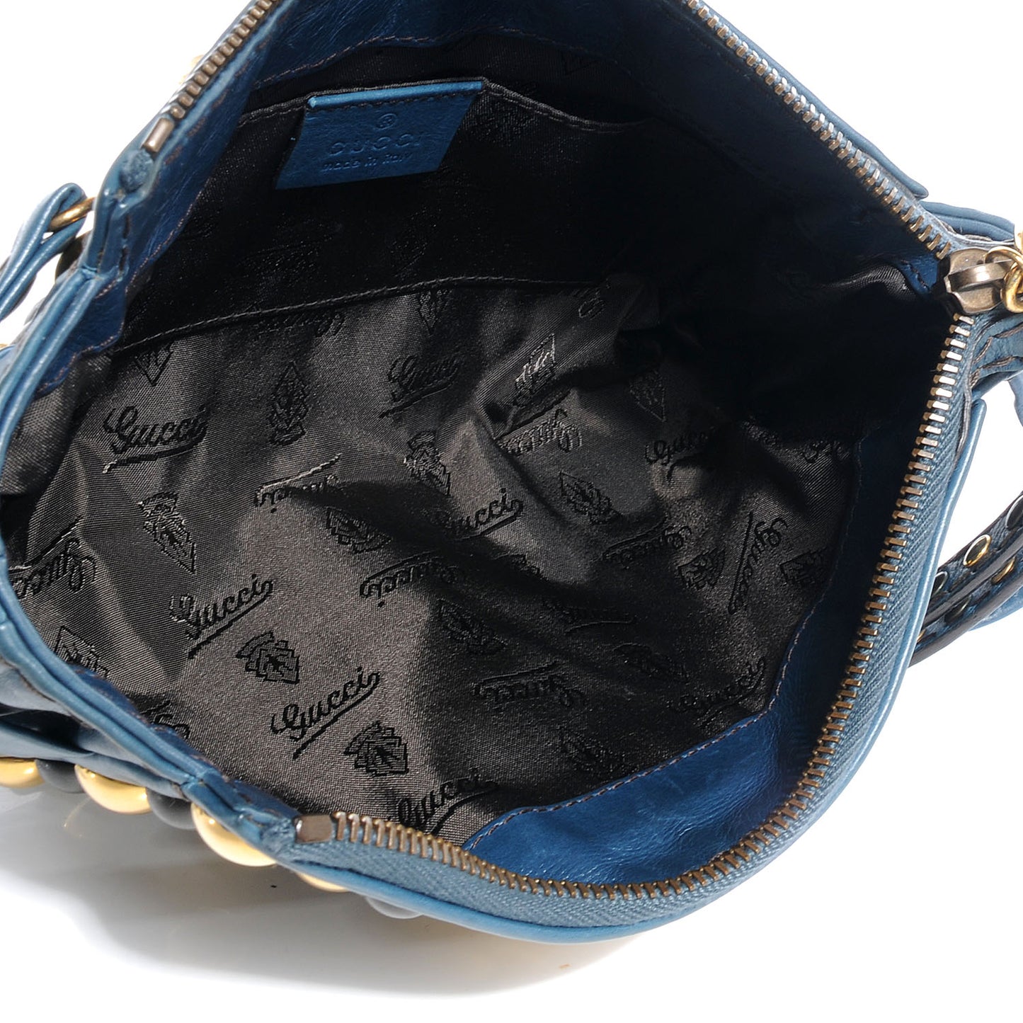Leather Studded Babouska Clutch Ocean Blue