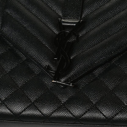 Saint Laurent Grain De Poudre Textured Mixed Matelasse Triquilt Medium Monogram Satchel Black 11 of 13