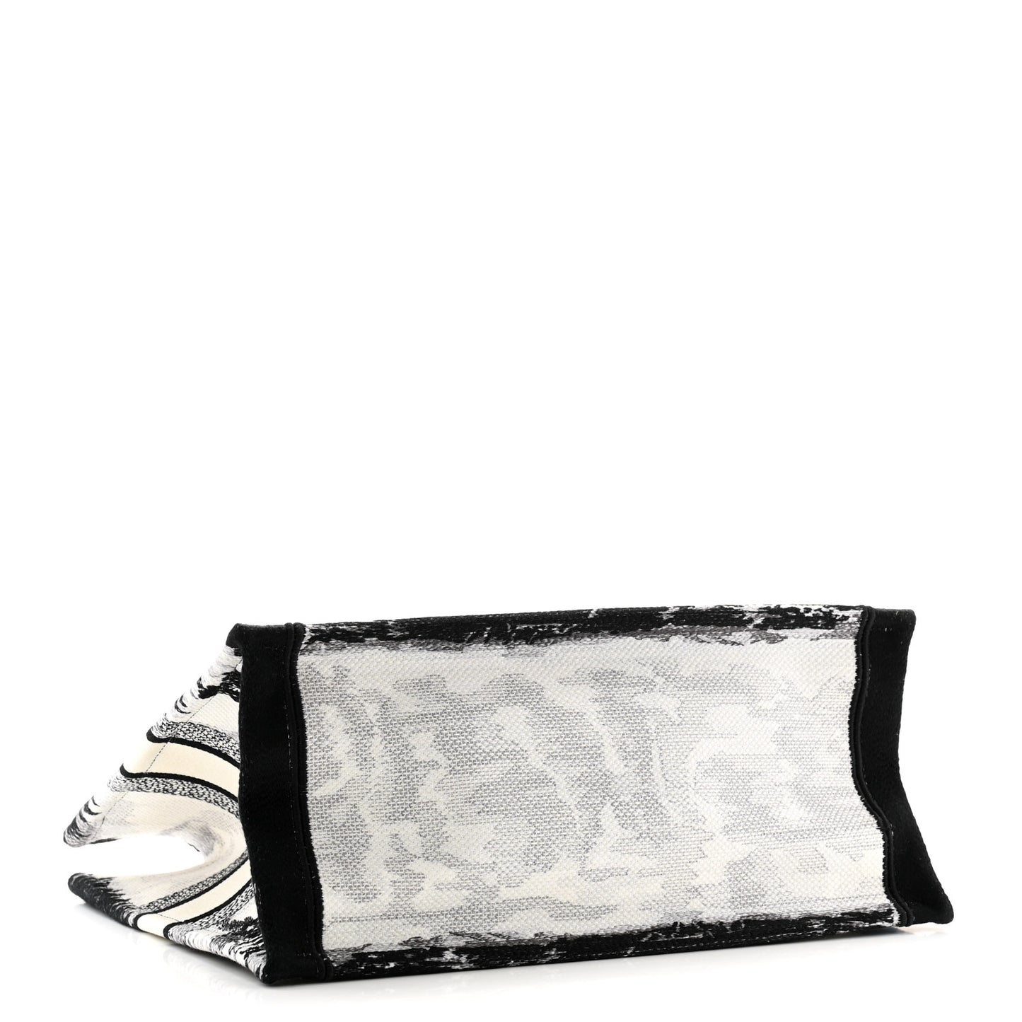 Canvas Embroidered Medium Paris Book Tote White Black
