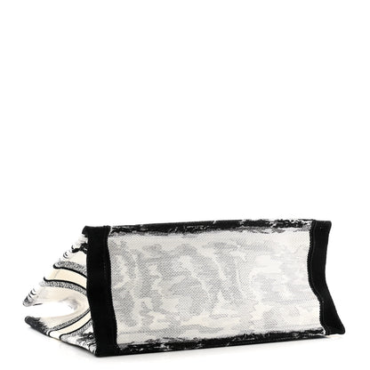 Christian Dior Canvas Embroidered Medium Paris Book Tote White Black 4 of 10
