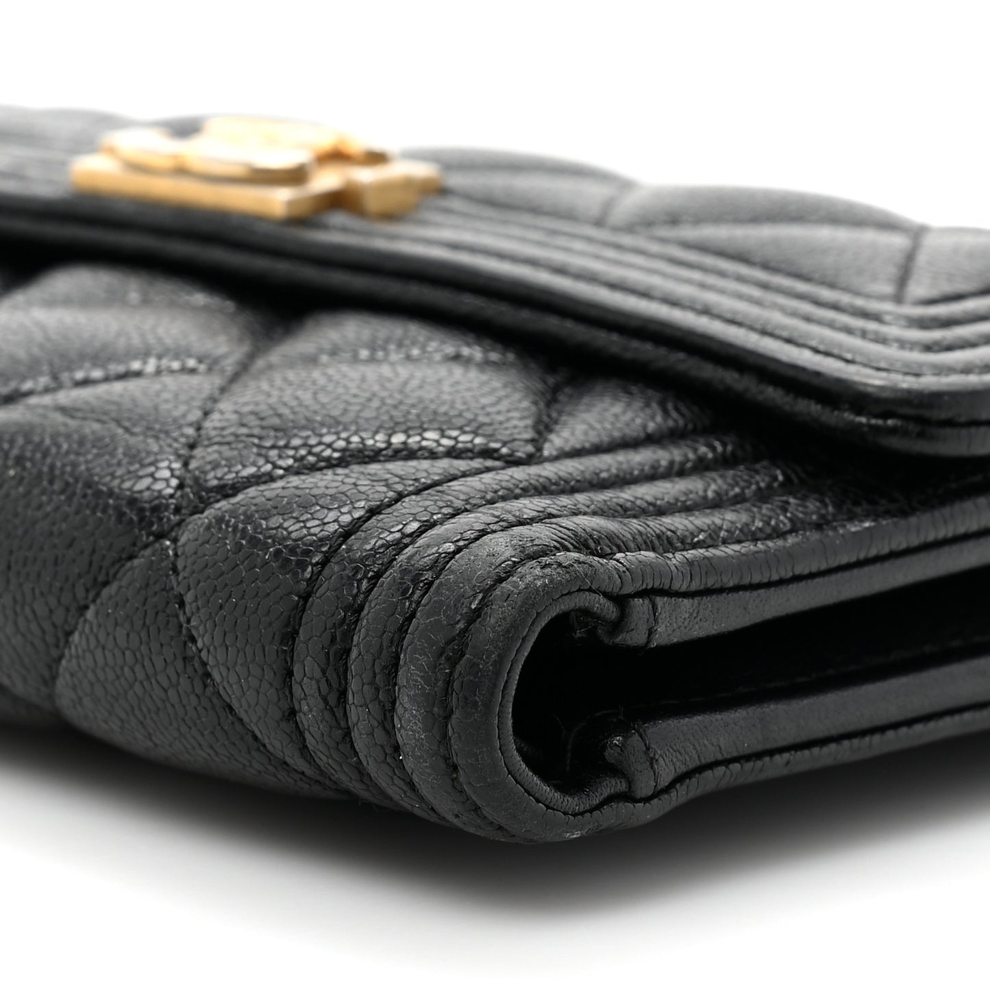 Caviar Quilted Medium Boy Flap Wallet Black