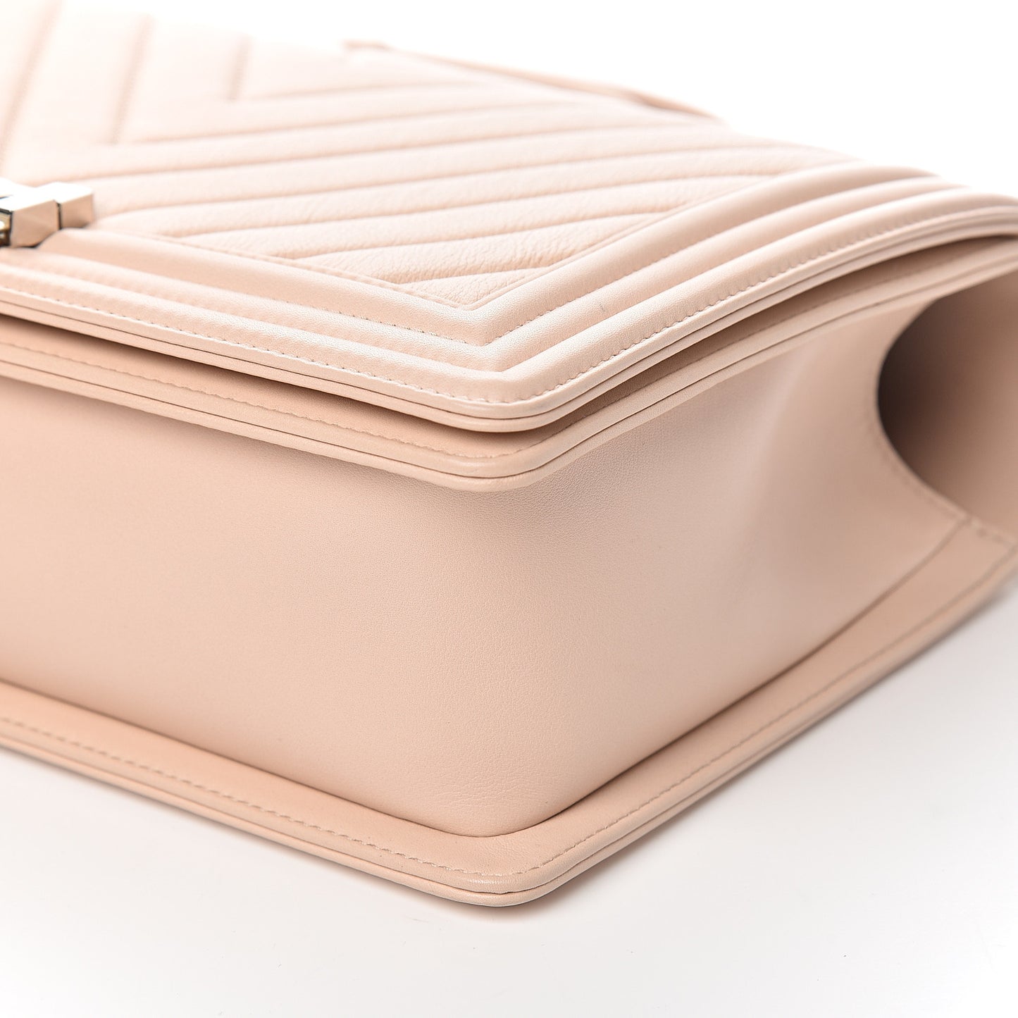 Calfskin Chevron Quilted New Medium Boy Flap Beige