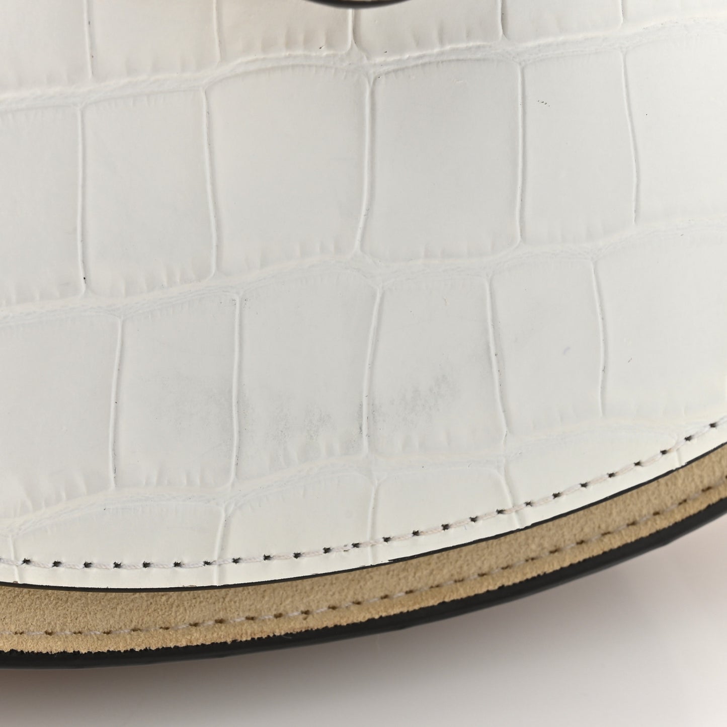 Calfskin Crocodile Embossed Small Tess Bag Brilliant White