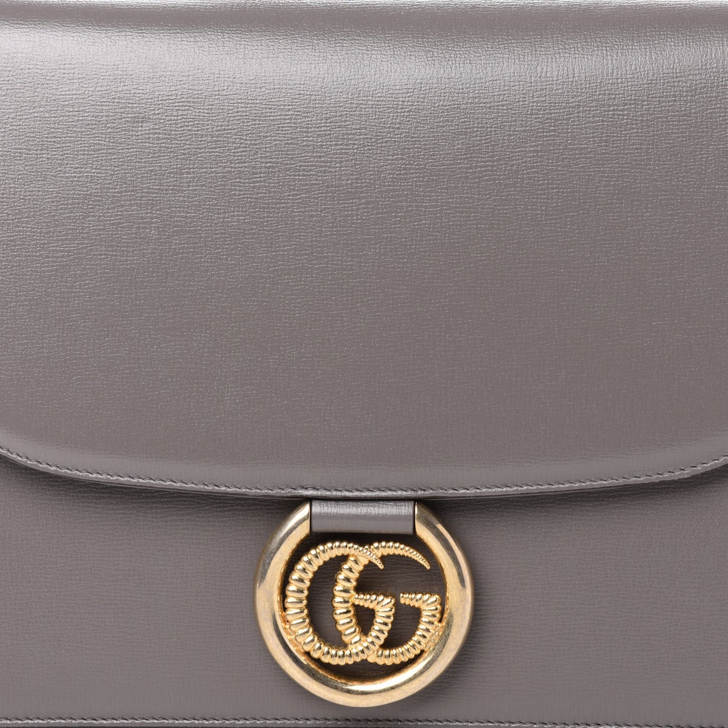 Textured Calfskin Silk Scarf Medium Torchon GG Ring Shoulder Bag Grey