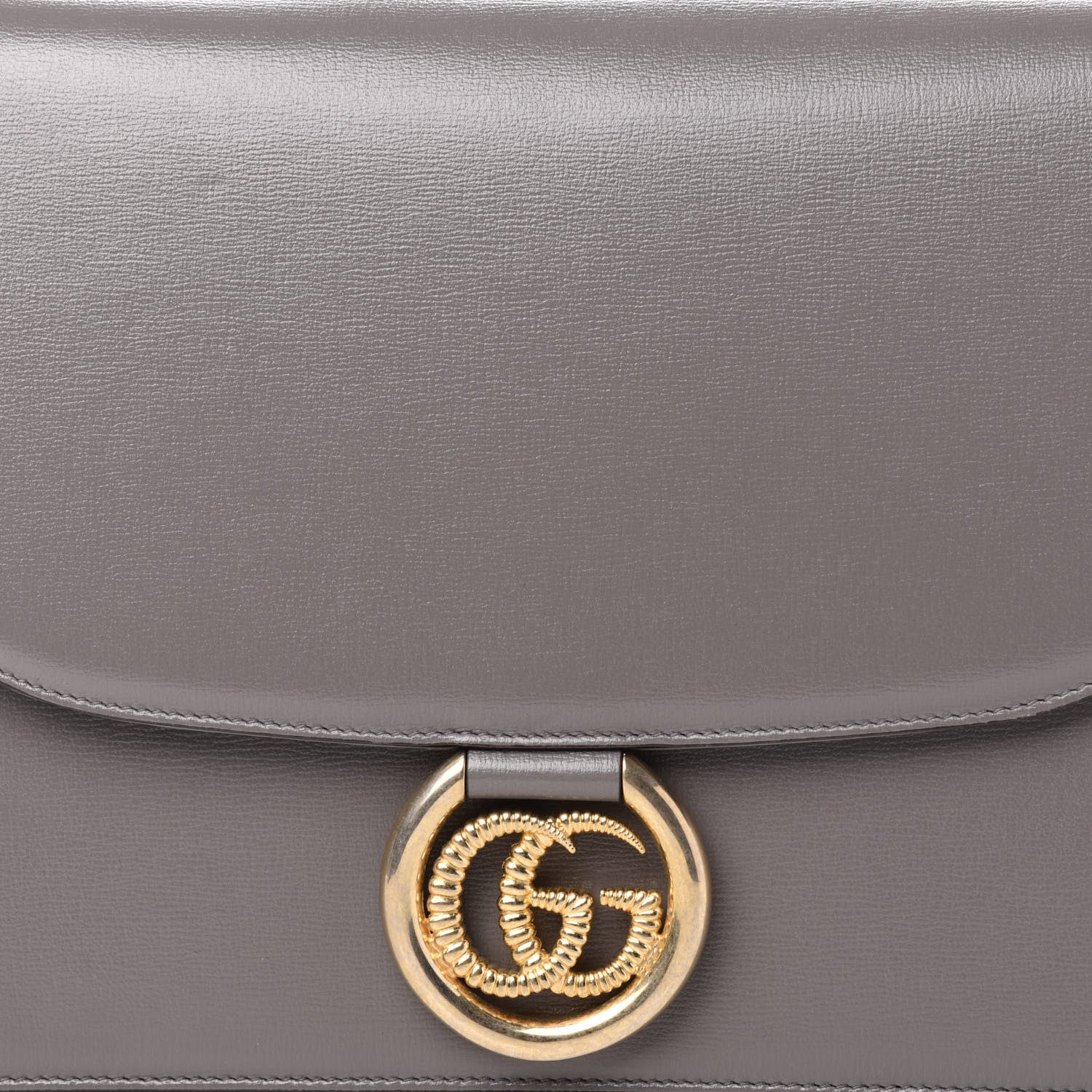 Gucci Textured Calfskin Silk Scarf Medium Torchon GG Ring Shoulder Bag Grey 11 of 11