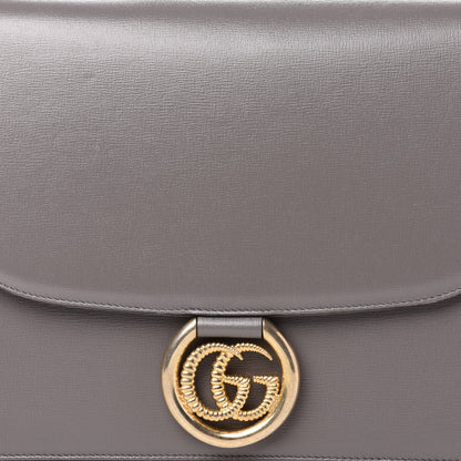 Gucci Textured Calfskin Silk Scarf Medium Torchon GG Ring Shoulder Bag Grey 11 of 11