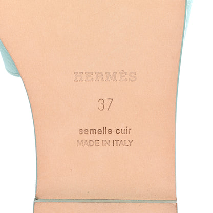 Hermes Epsom Oran Sandals 37 Vert Embrun 6 of 13