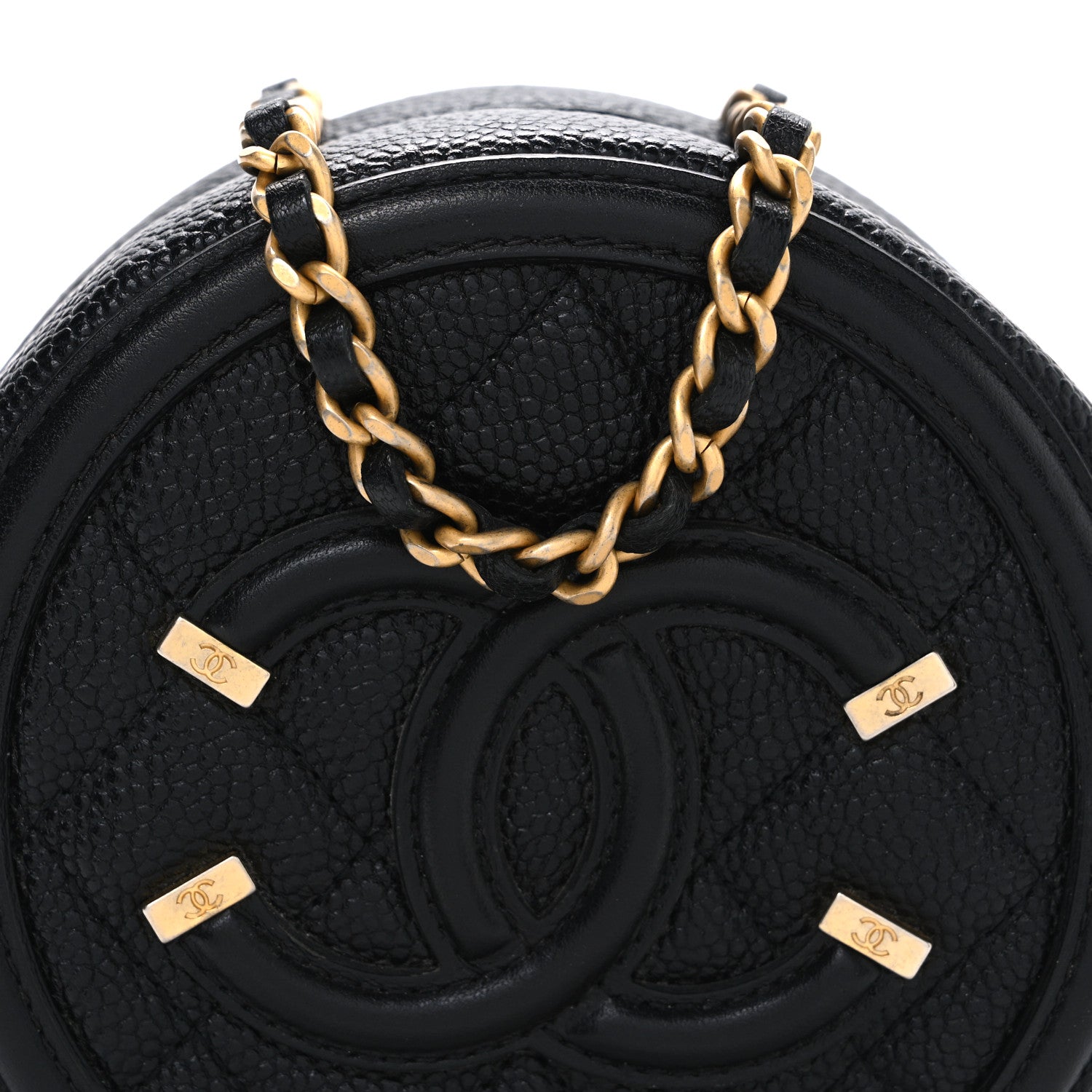Chanel Caviar Quilted Round Filigree Crossbody Black 8 of 10