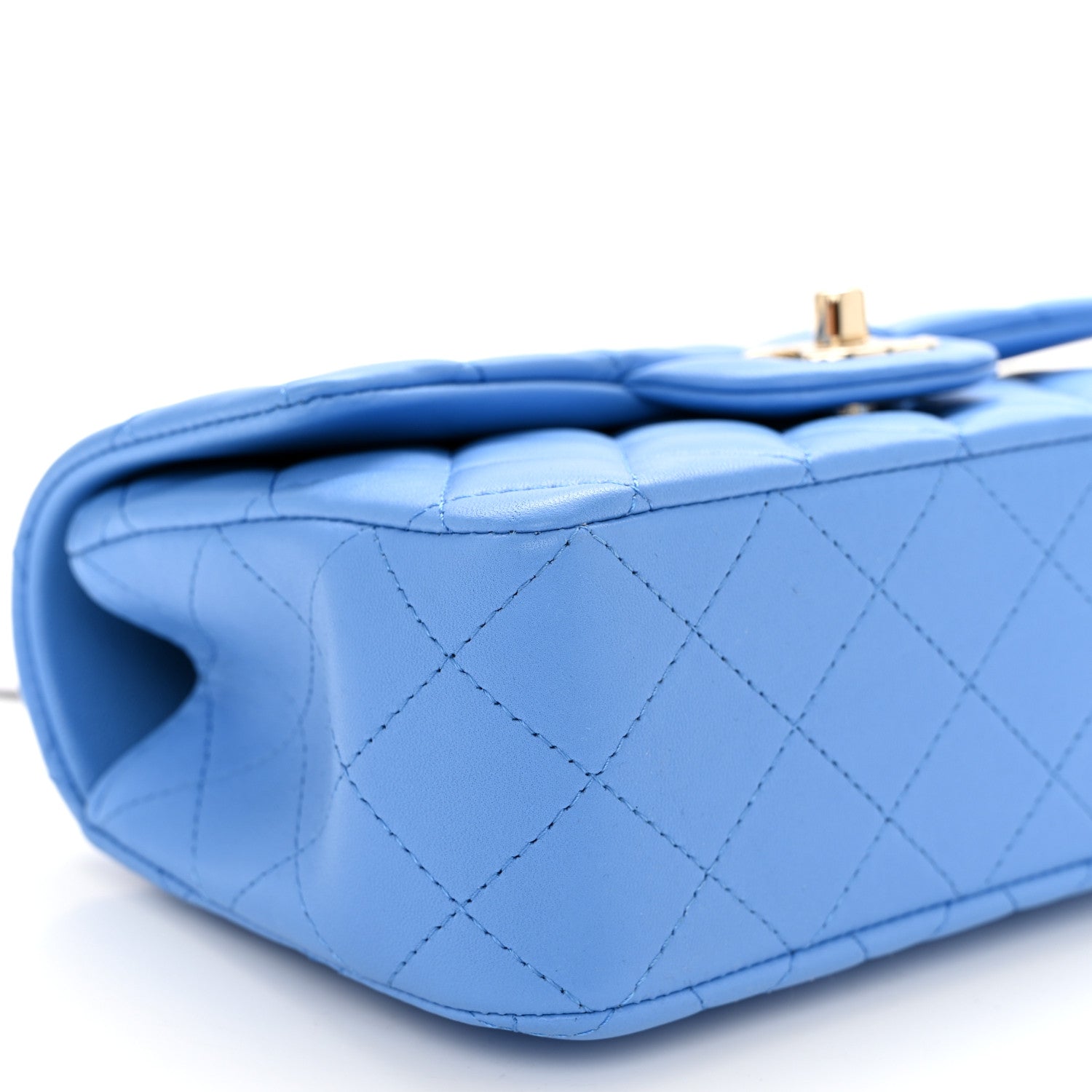 Chanel Lambskin Quilted Mini Top Handle Rectangular Flap Blue 9 of 10