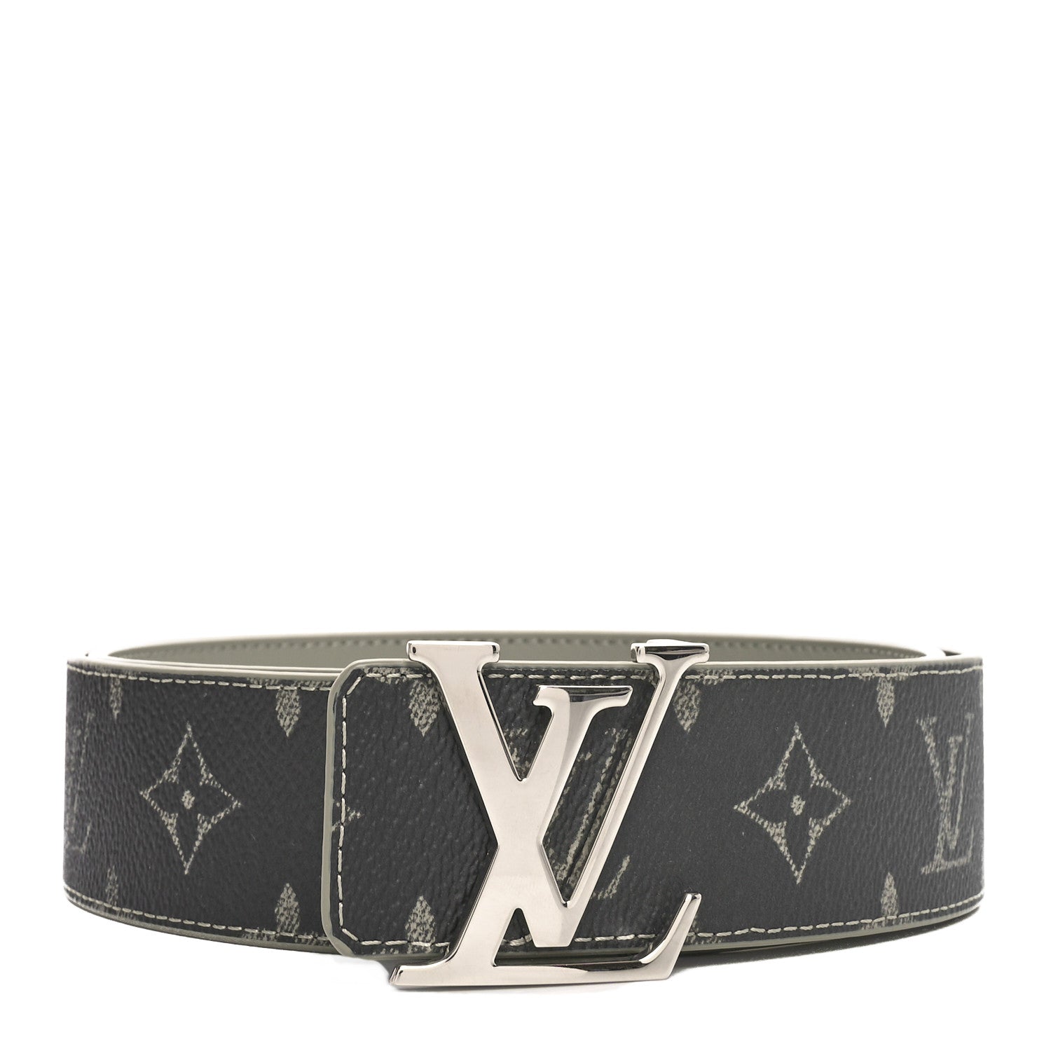 Louis Vuitton Monogram Eclipse 40mm LV Initiales Reversible Belt 85 34 Khaki Gradient 1 of 5