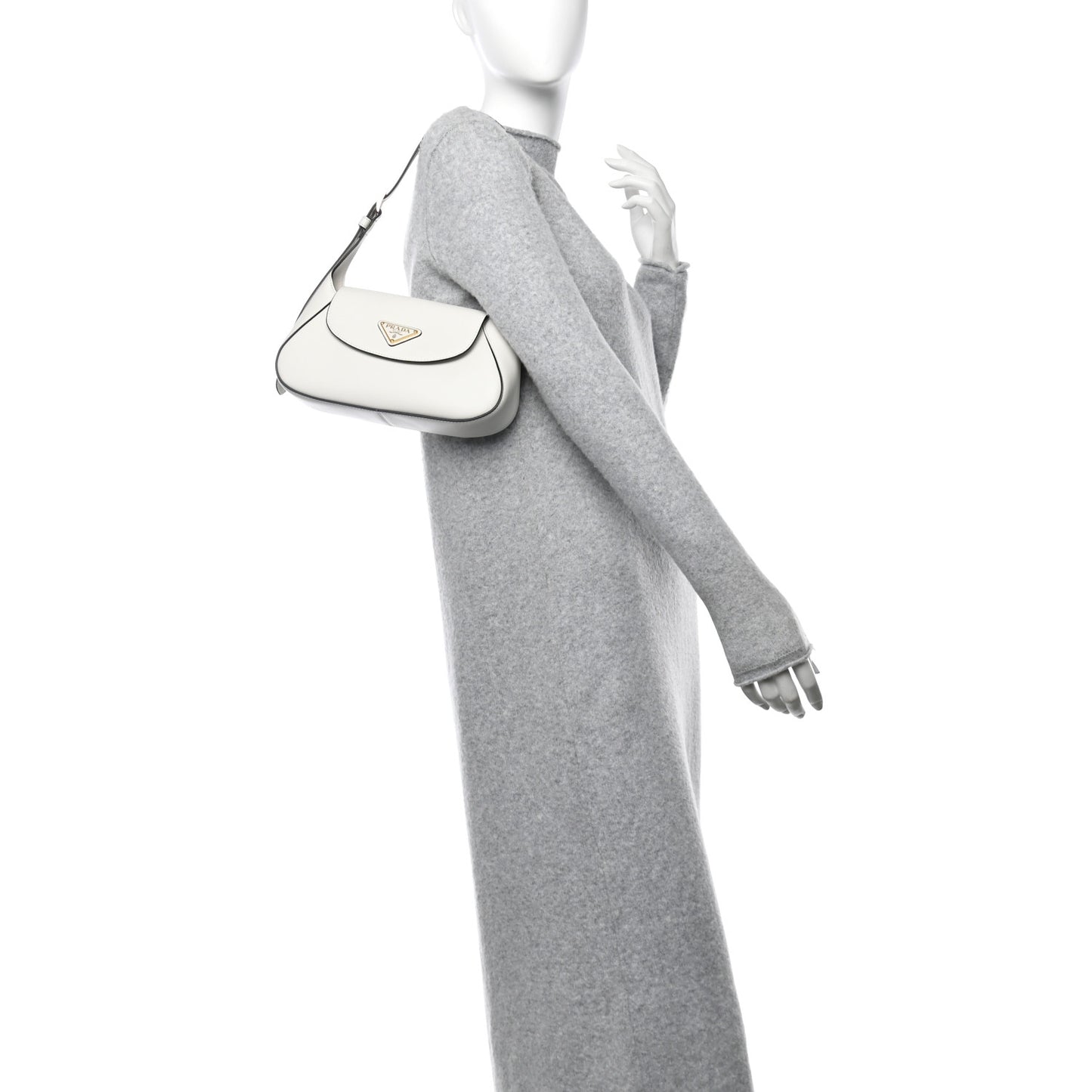 City Calf Flap Shoulder Bag White