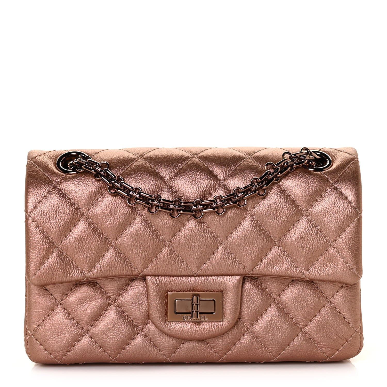 Chanel Metallic Grained Calfskin Quilted 2.55 Reissue Mini Flap Copper Pink 1 of 11
