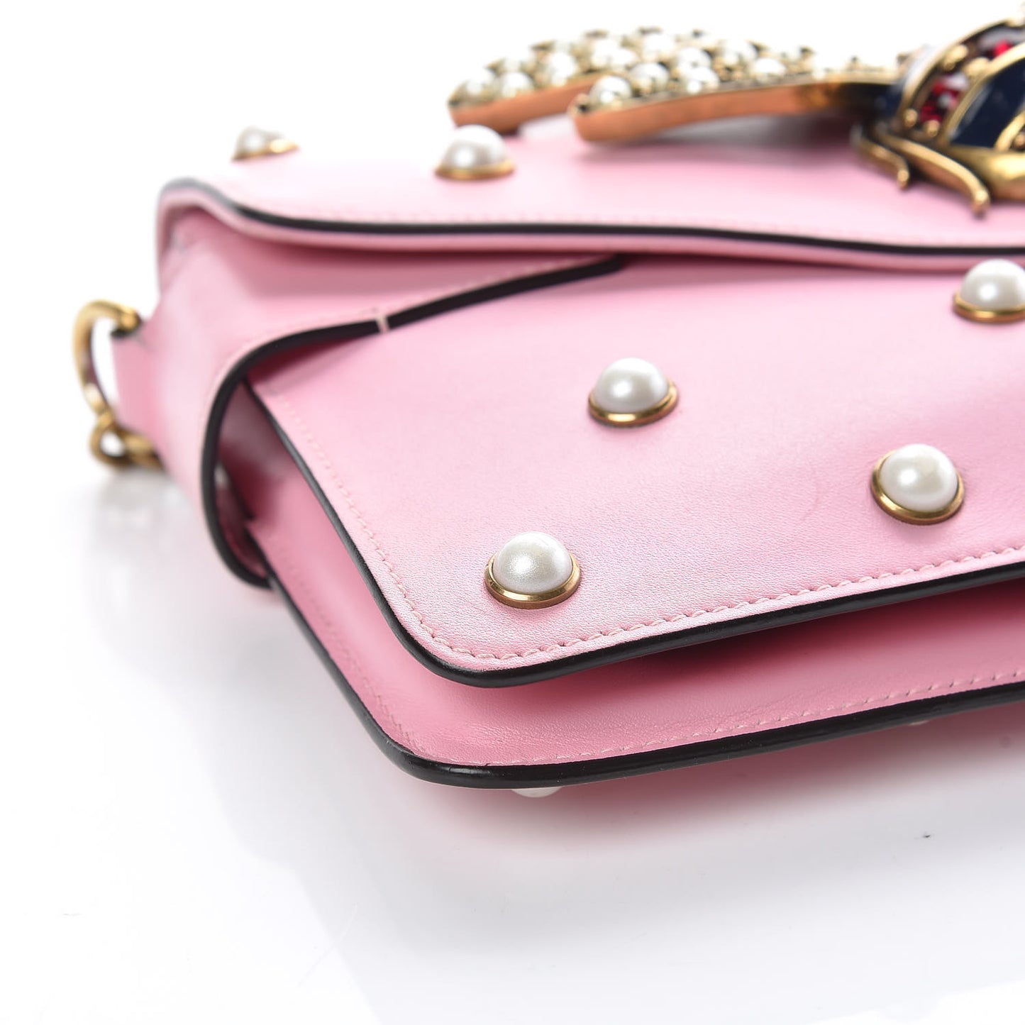 Nappa Pearl Studded Mini Queen Margaret Broadway Shoulder Bag Sugar Pink