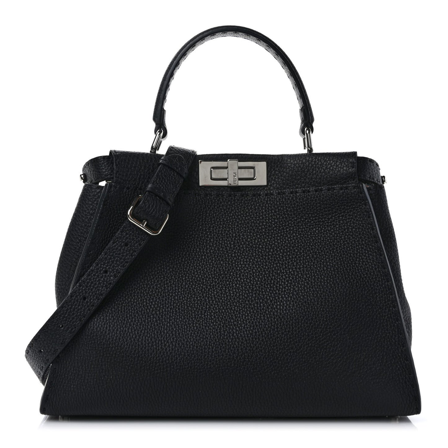 Cuoio Romano Selleria Bi-Color Medium Peekaboo Iconic Satchel Black Mou