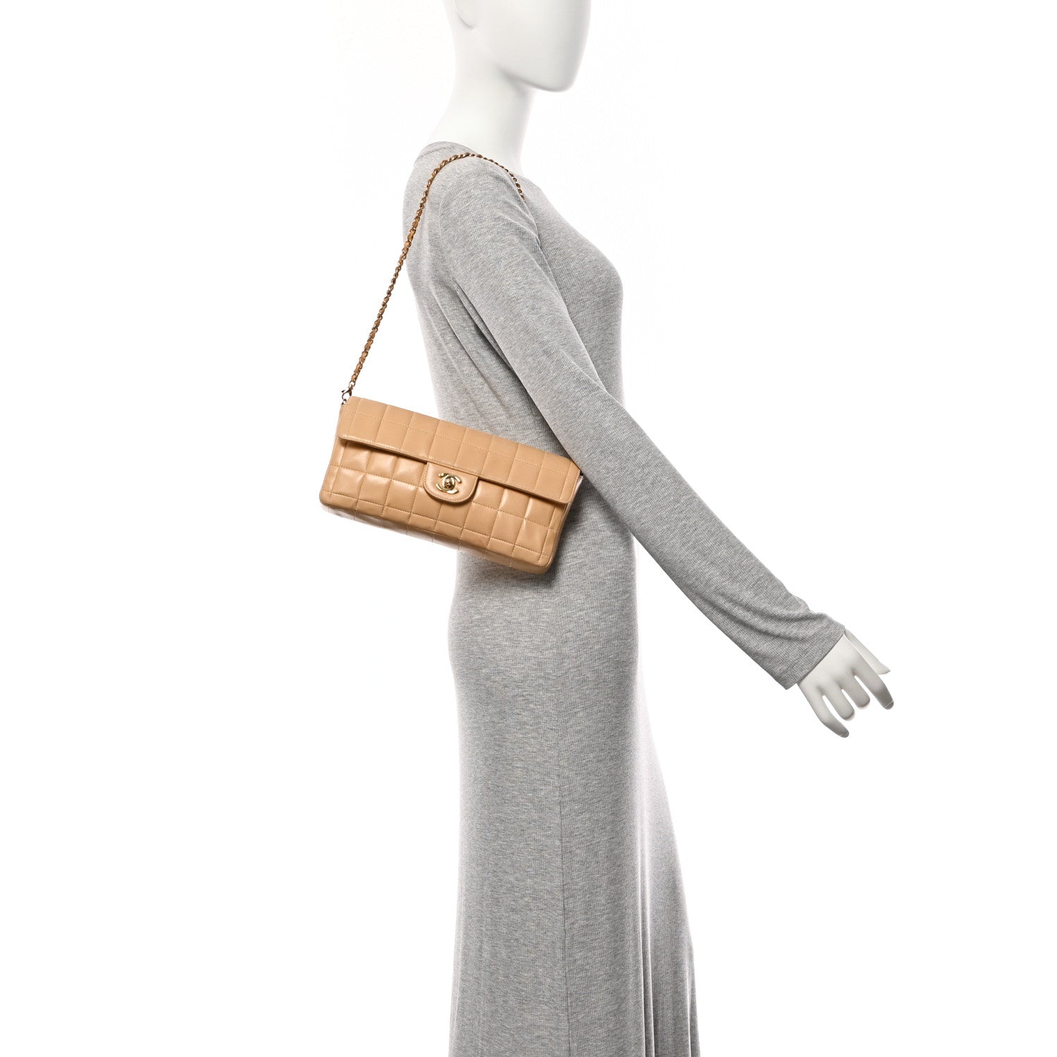 Chanel Lambskin East West Chocolate Bar Flap Beige 2 of 14