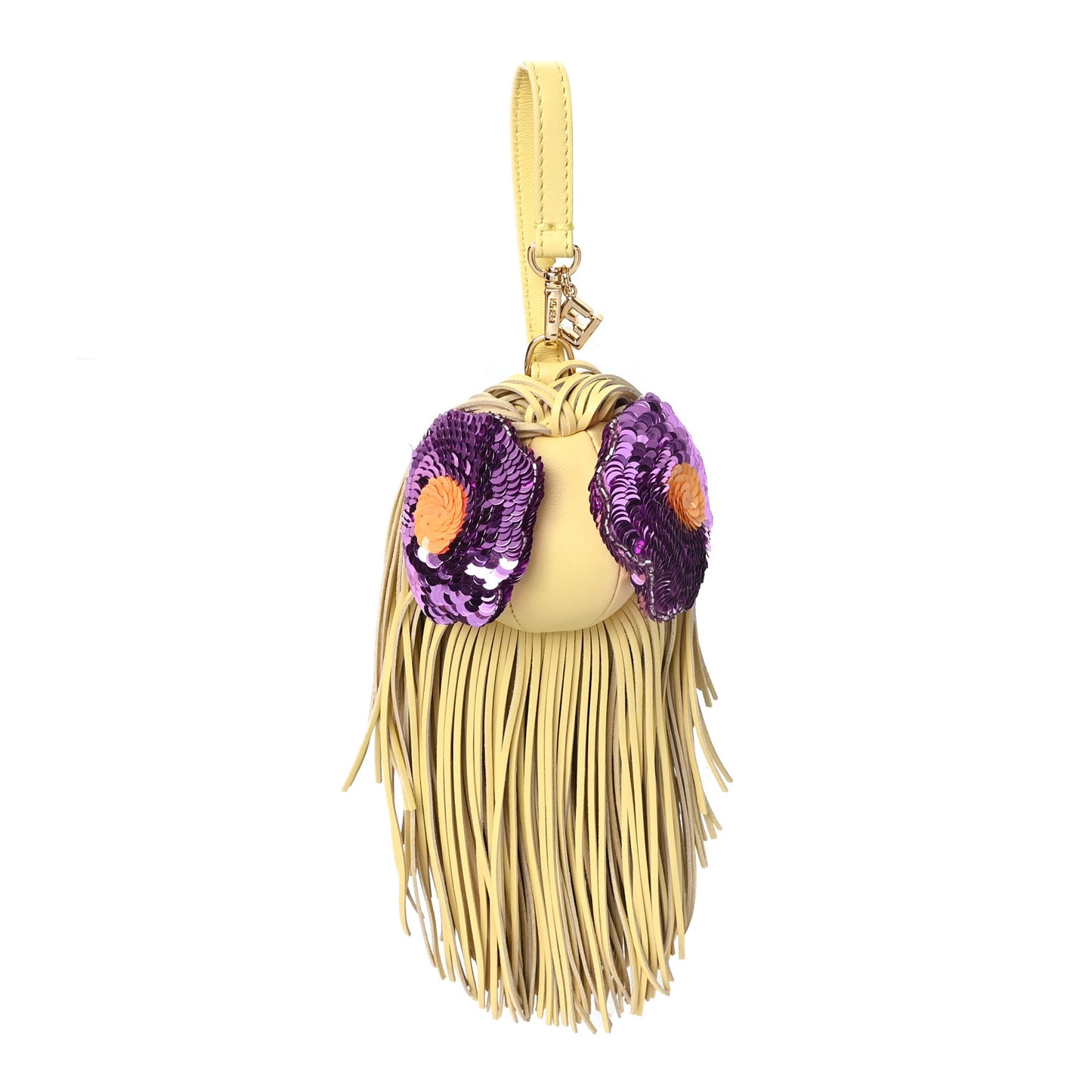 Nappa Sequin Eyes Fringe Bag Bug Charm Yellow Multicolor