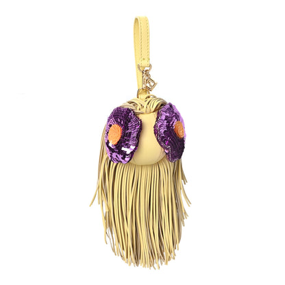 Fendi Nappa Sequin Eyes Fringe Bag Bug Charm Yellow Multicolor 1 of 3