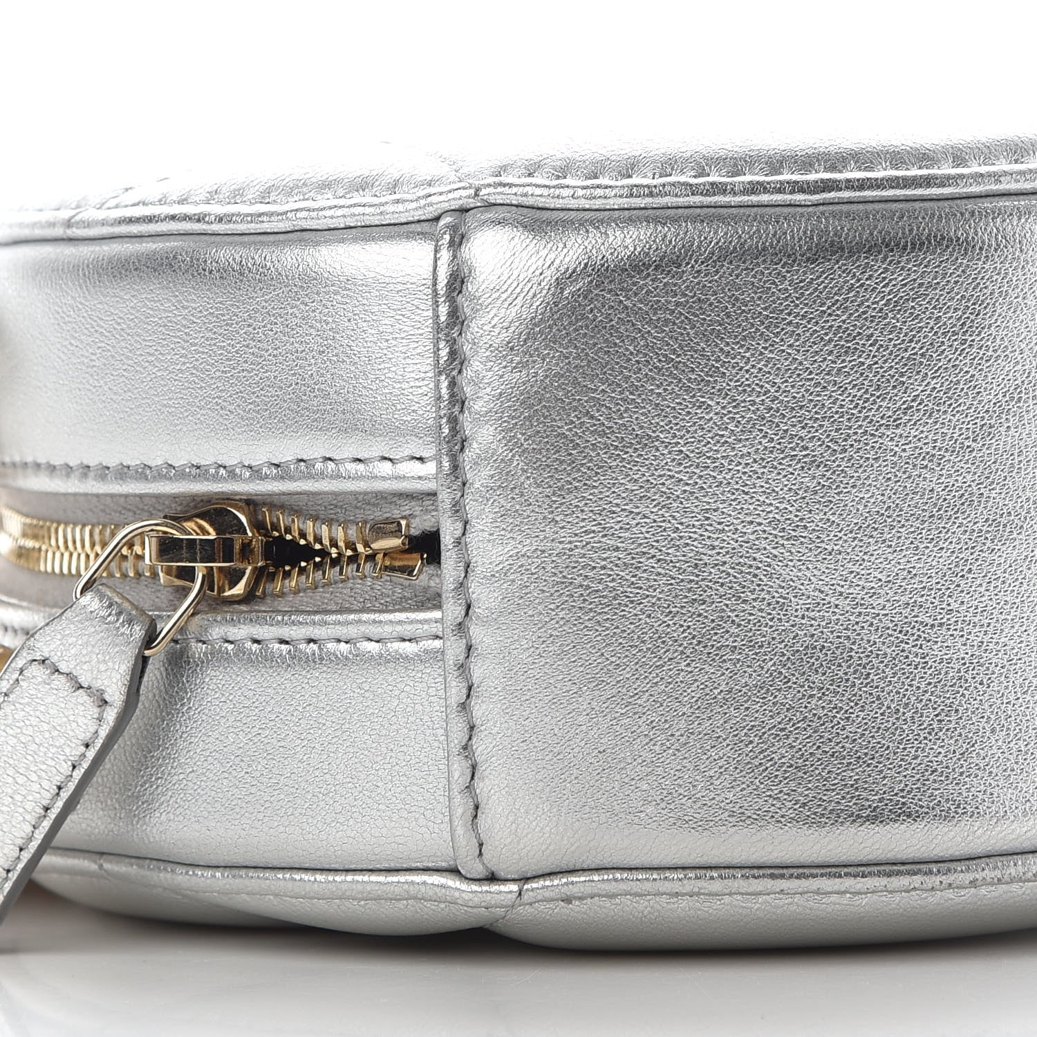 Chanel Metallic Lambskin Quilted Chanel 19 Round Clutch With Chain Silver 8 of 9