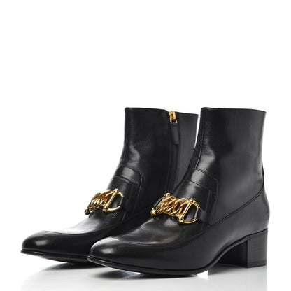 Gucci Goatskin Mens Kitten Chain Horsebit Ankle Boots 9 Black 3 of 10