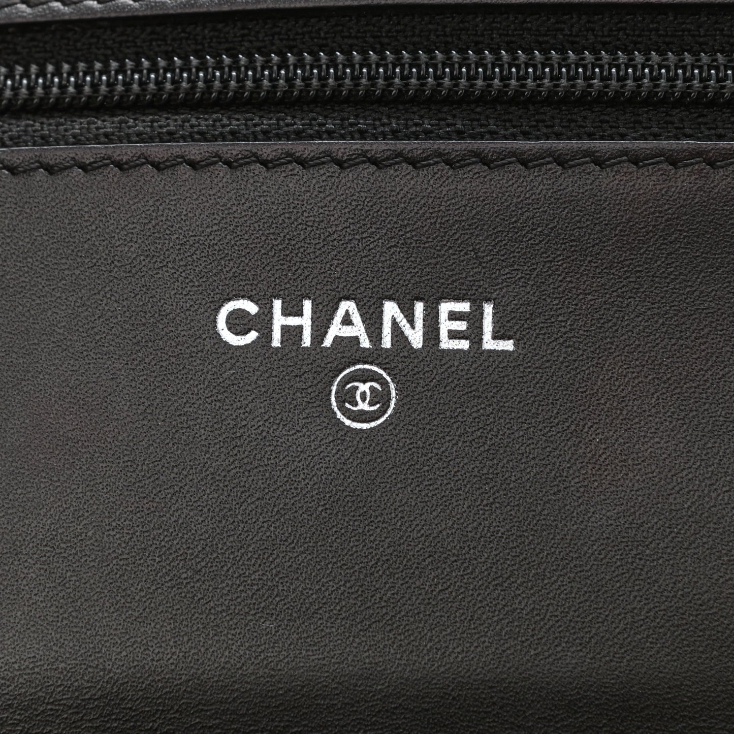 Calfskin Quilted Cambon Wallet On Chain WOC Black