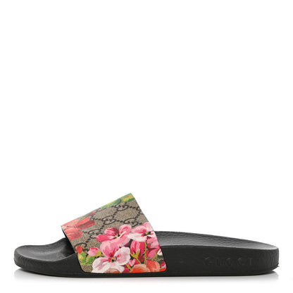 Gucci GG Supreme Monogram Blooms Slide Sandals 35 Beige Multicolor 1 of 9