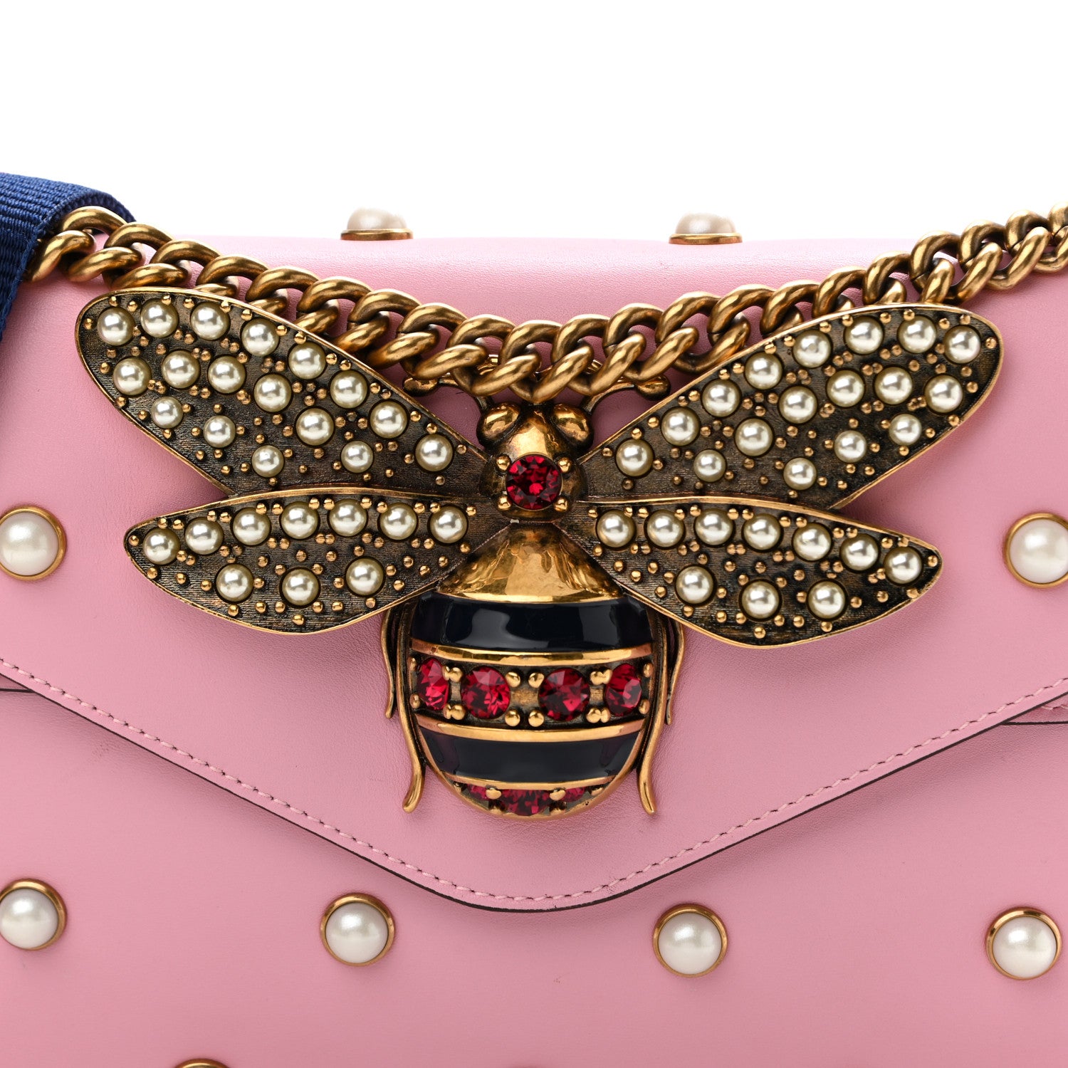 Gucci Nappa Pearl Studded Mini Queen Margaret Broadway Shoulder Bag Sugar Pink 8 of 12