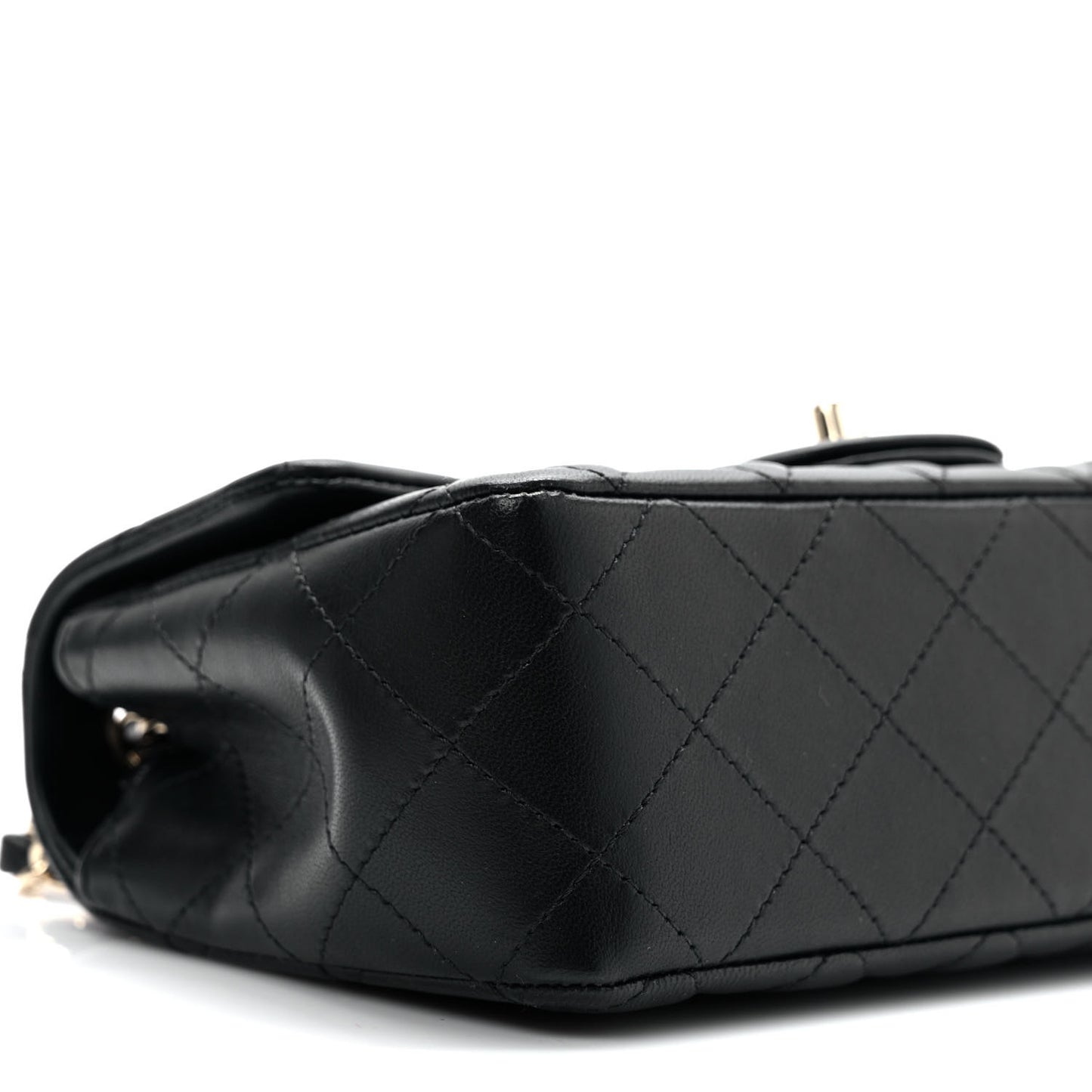 Lambskin Quilted Mini Rectangular Flap Black