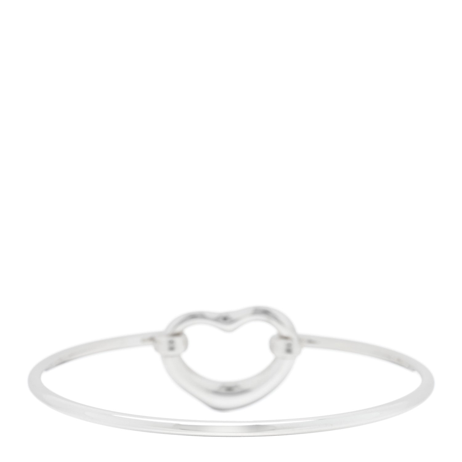 Tiffany Sterling Silver Diamond Elsa Peretti Open Heart Bangle Bracelet 2 of 3