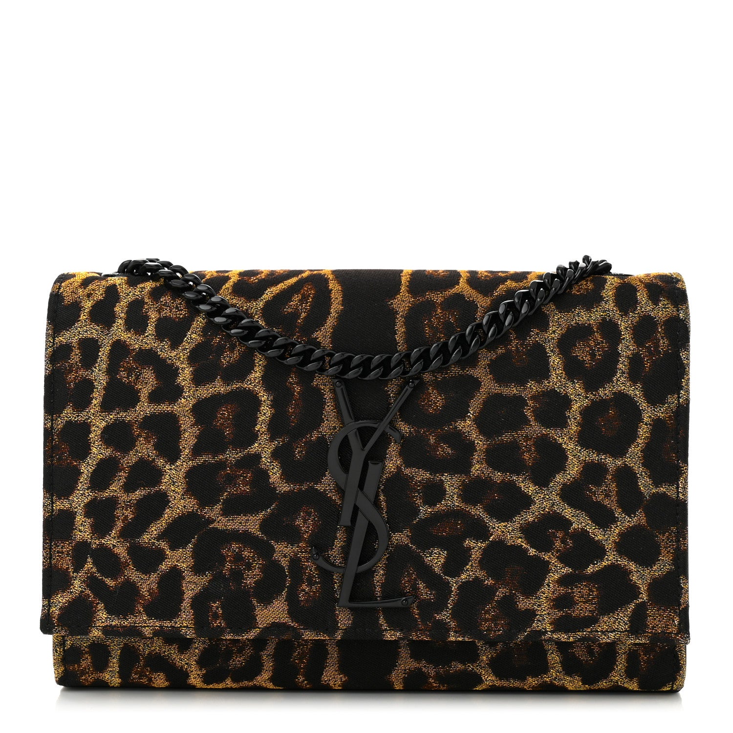 Saint Laurent Jacquard Leopard Small Monogram Kate Satchel Oro Natural 1 of 10