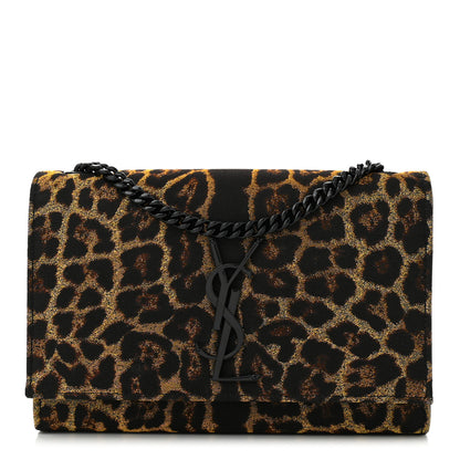 Saint Laurent Jacquard Leopard Small Monogram Kate Satchel Oro Natural 1 of 10