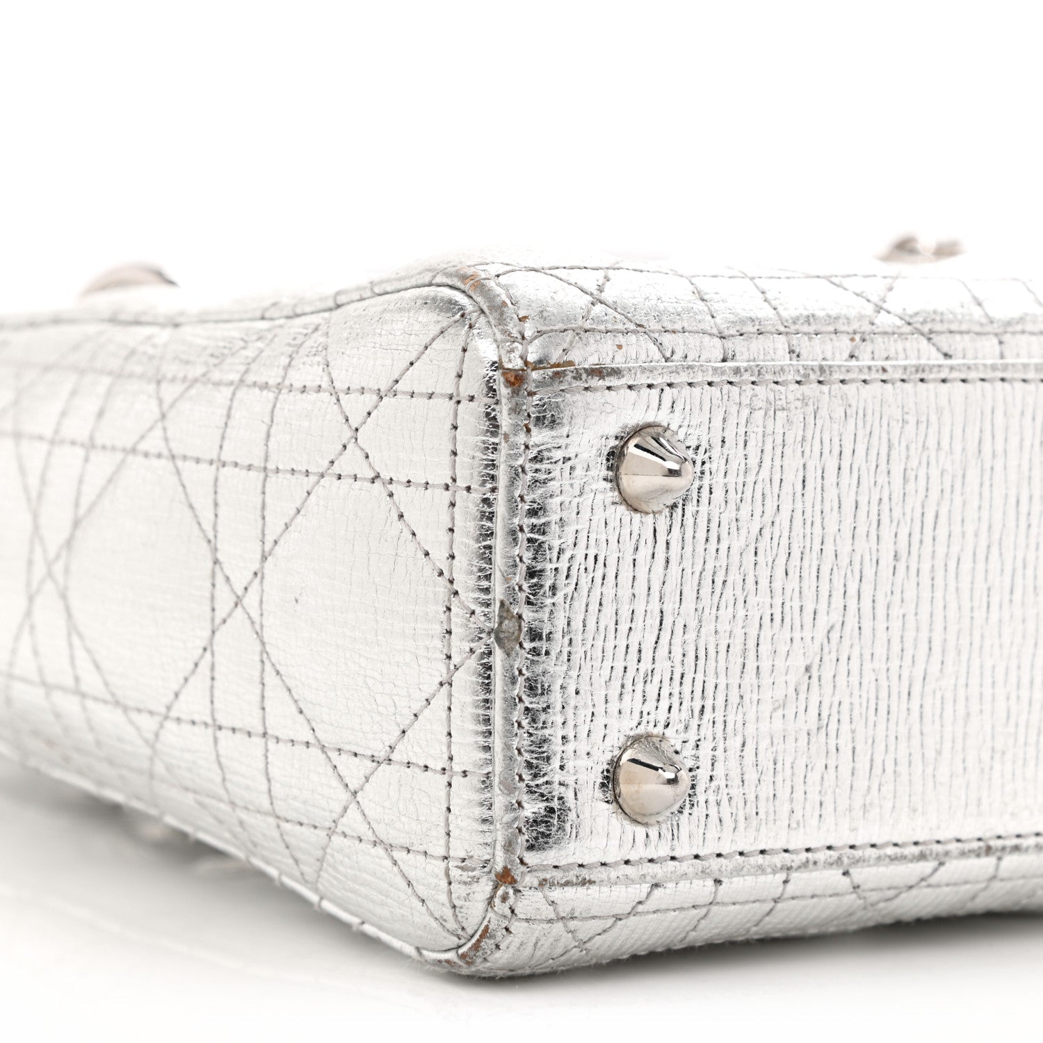 Christian Dior Metallic Grained Calfskin Cannage Small Lucky Badges My Lady Dior Silver 9 of 14