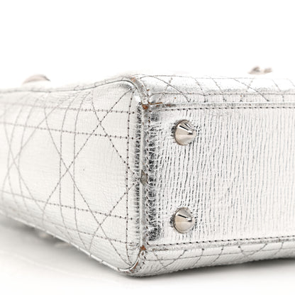 Christian Dior Metallic Grained Calfskin Cannage Small Lucky Badges My Lady Dior Silver 9 of 14