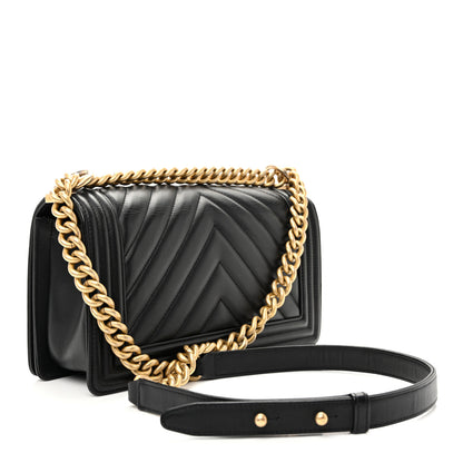 Chanel Calfskin Chevron Quilted Medium Boy Flap Black 3 of 10