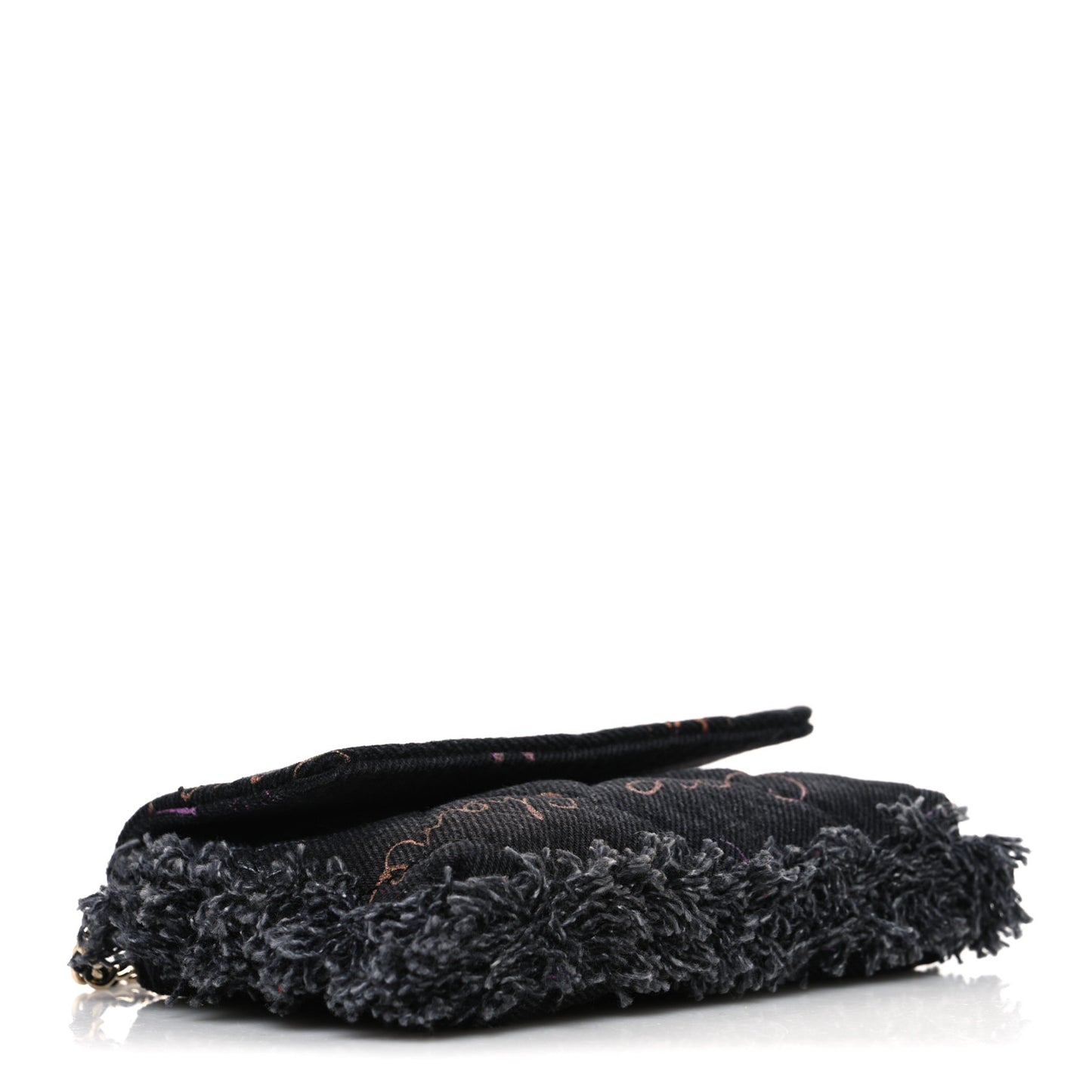 Denim Quilted Denim Mood Clutch With Chain Black Multicolor